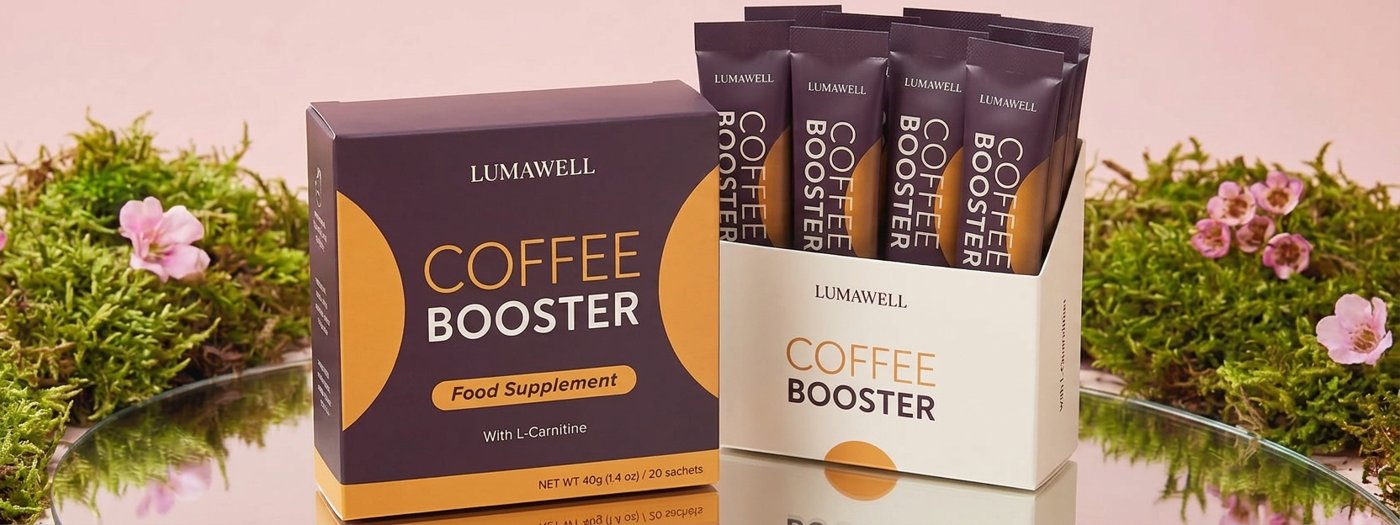 Lumawell sachets on a kitchen counter